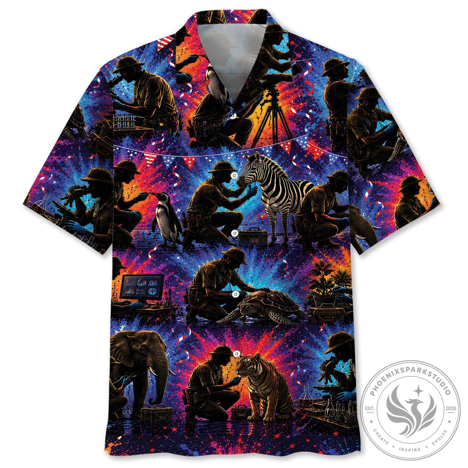 Colorful Zoologist Vintage Art Hawaiian Shirt for Animal Lovers