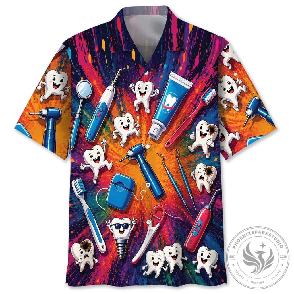 Colorful Dentist Vintage Art Hawaiian Shirt