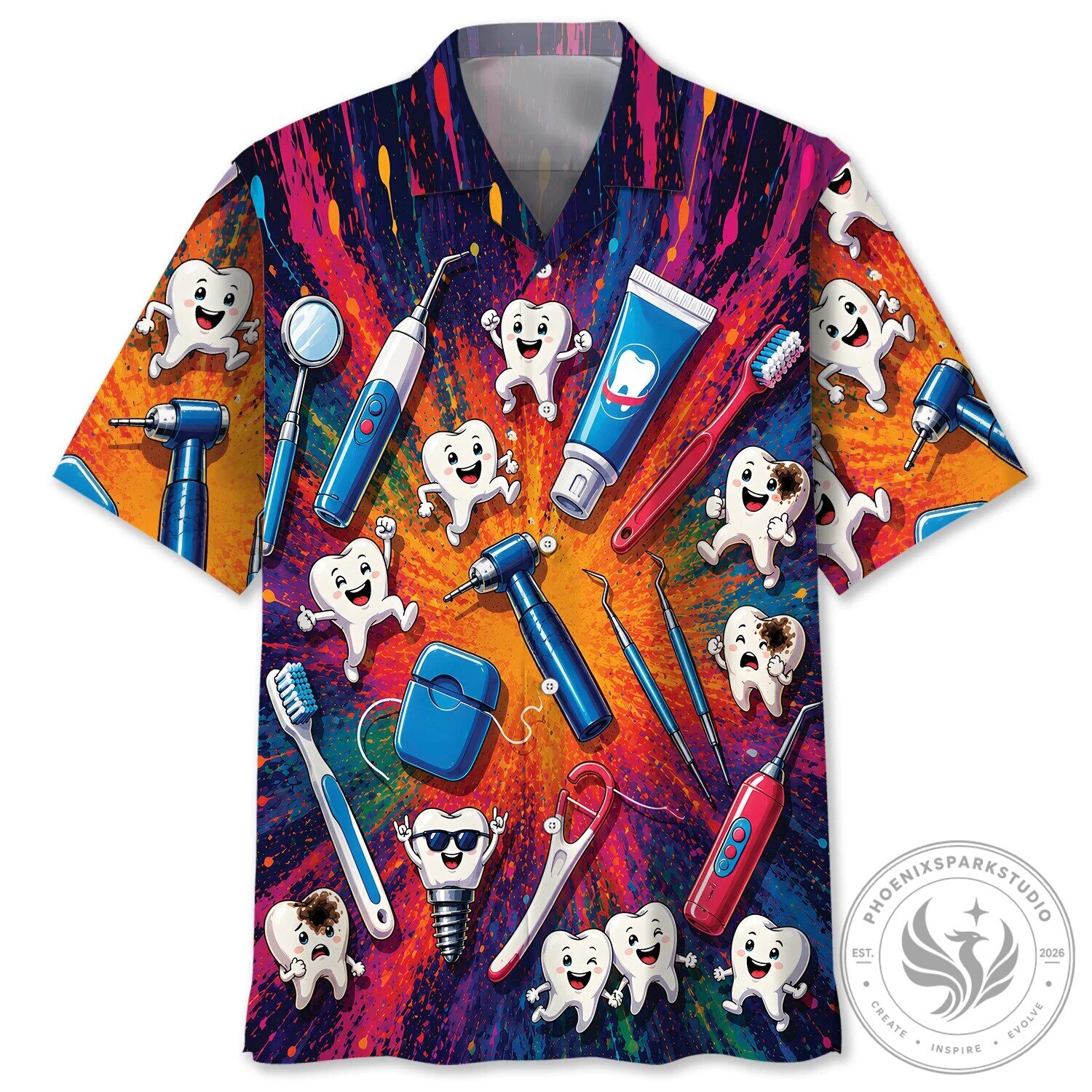 Colorful Dentist Vintage Art Hawaiian Shirt