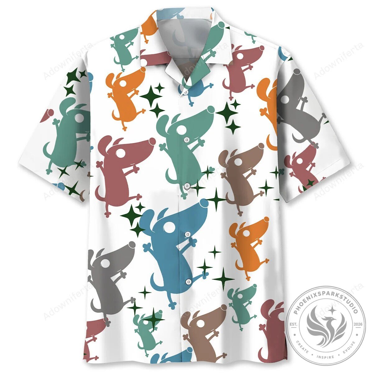 Funny Dog Shirt Cartoon Puppy Pattern Hawaiian Shirt
