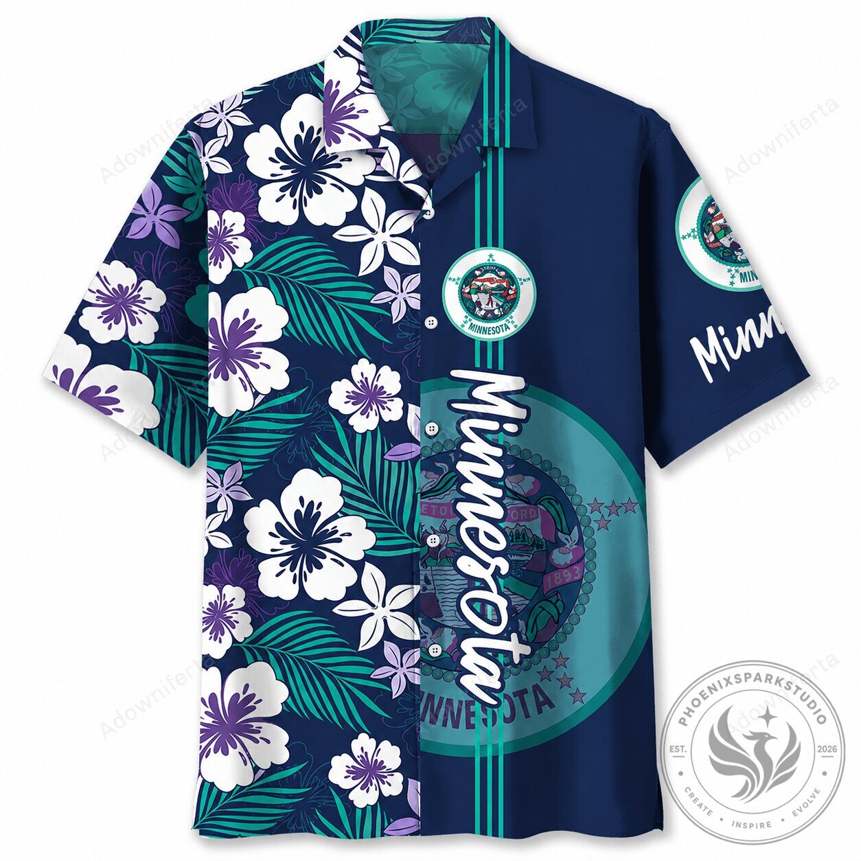Minnesota State Floral Pattern Tropical Hawaiian Shirt Summer Vacation