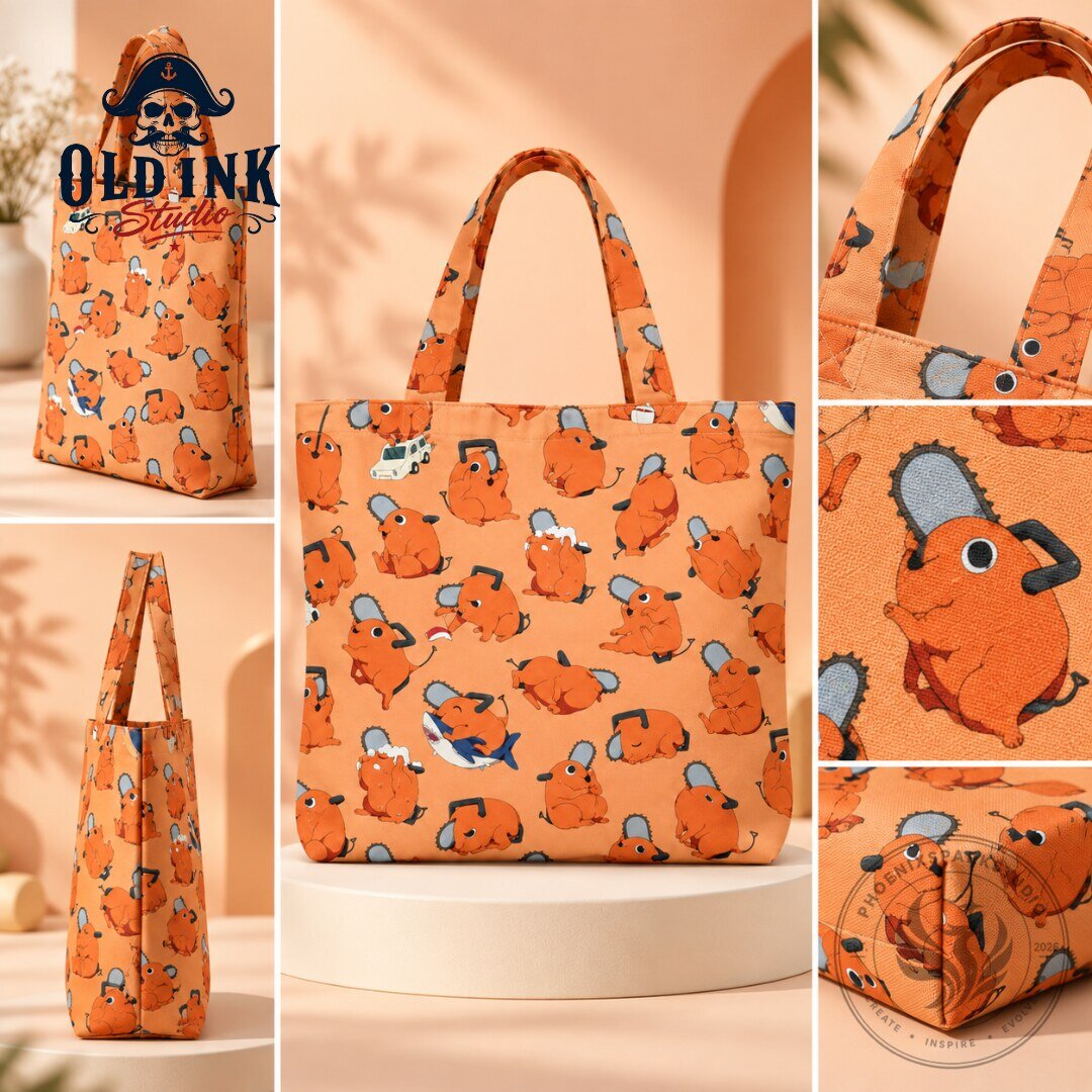 Chainsaw Man Pochita All Over Print Canvas Tote Bag 2026