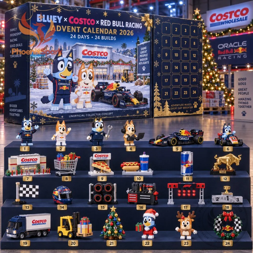 "Top 2026 Advent Calendars: Bluey, Milwaukee, Day of the Dead" 1 Bluey x Costco x Red Bull Racing 2026 Advent Calendar 24 Day Christmas Brick Build