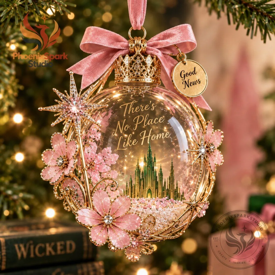 Wicked There is No Place Like Home Christmas Ornament 2026 Glinda Pink Blossom Bauble