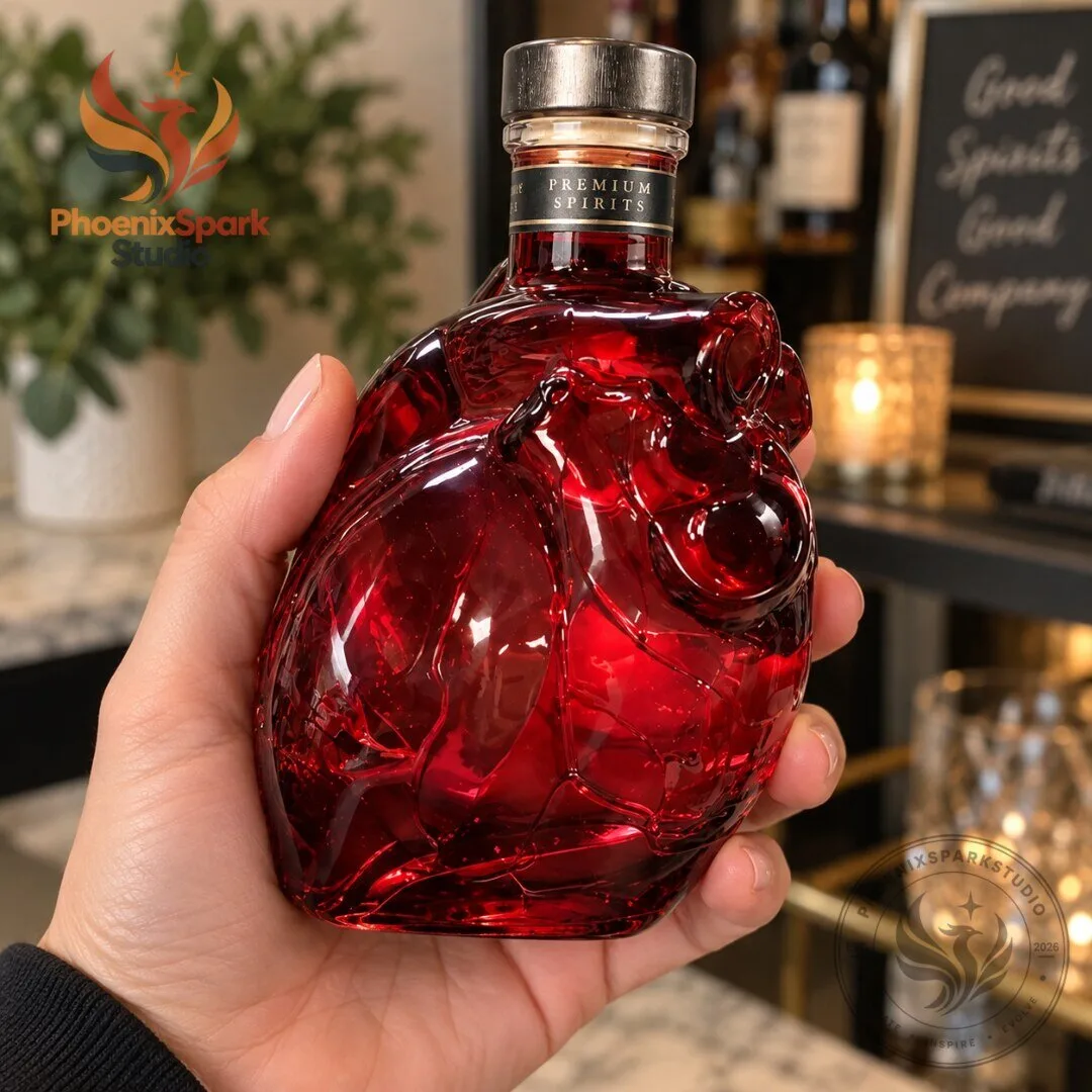 Anatomical Heart Whiskey Decanter 2026 Gothic Red Glass Spirits Bottle