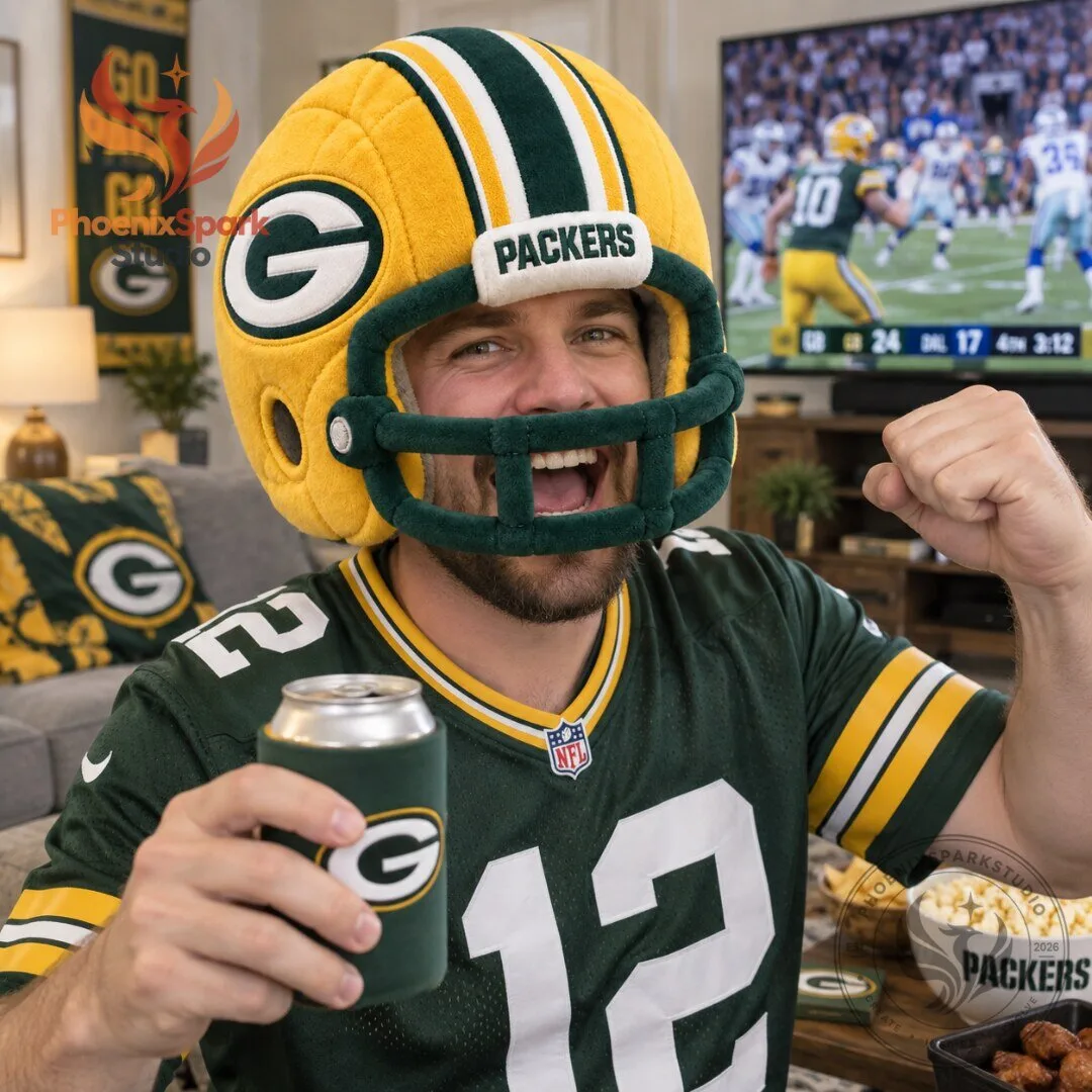 Green Bay Packers Oversized Plush Football 2026 Wearable Game Day Fan Hat