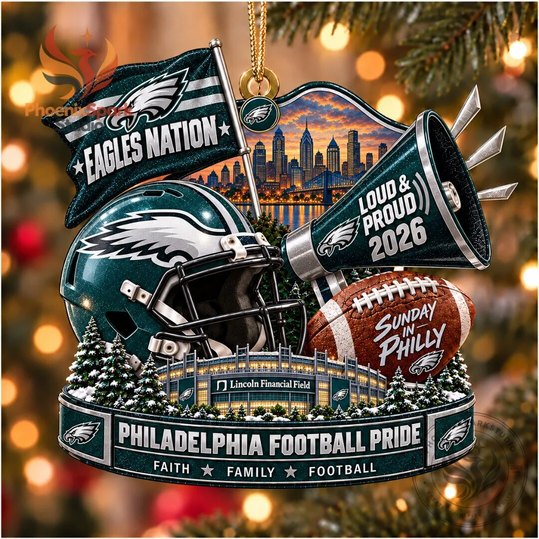 Philadelphia Eagles 2026 Loud & Proud Christmas Ornament Lincoln Financial Field Football Decor