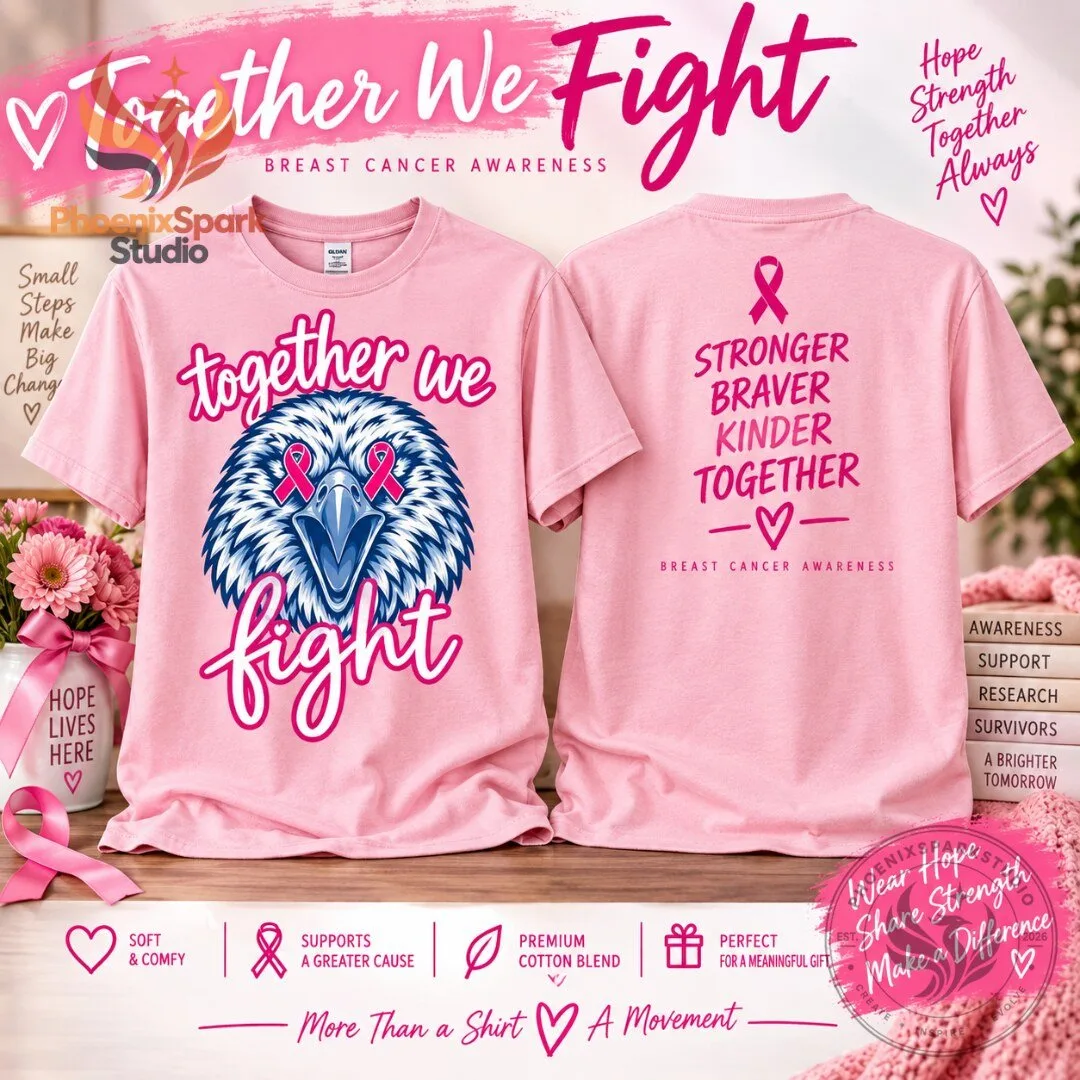 Together We Fight Pink Ribbon Eagle Breast Cancer Awareness T Shirt 2026
