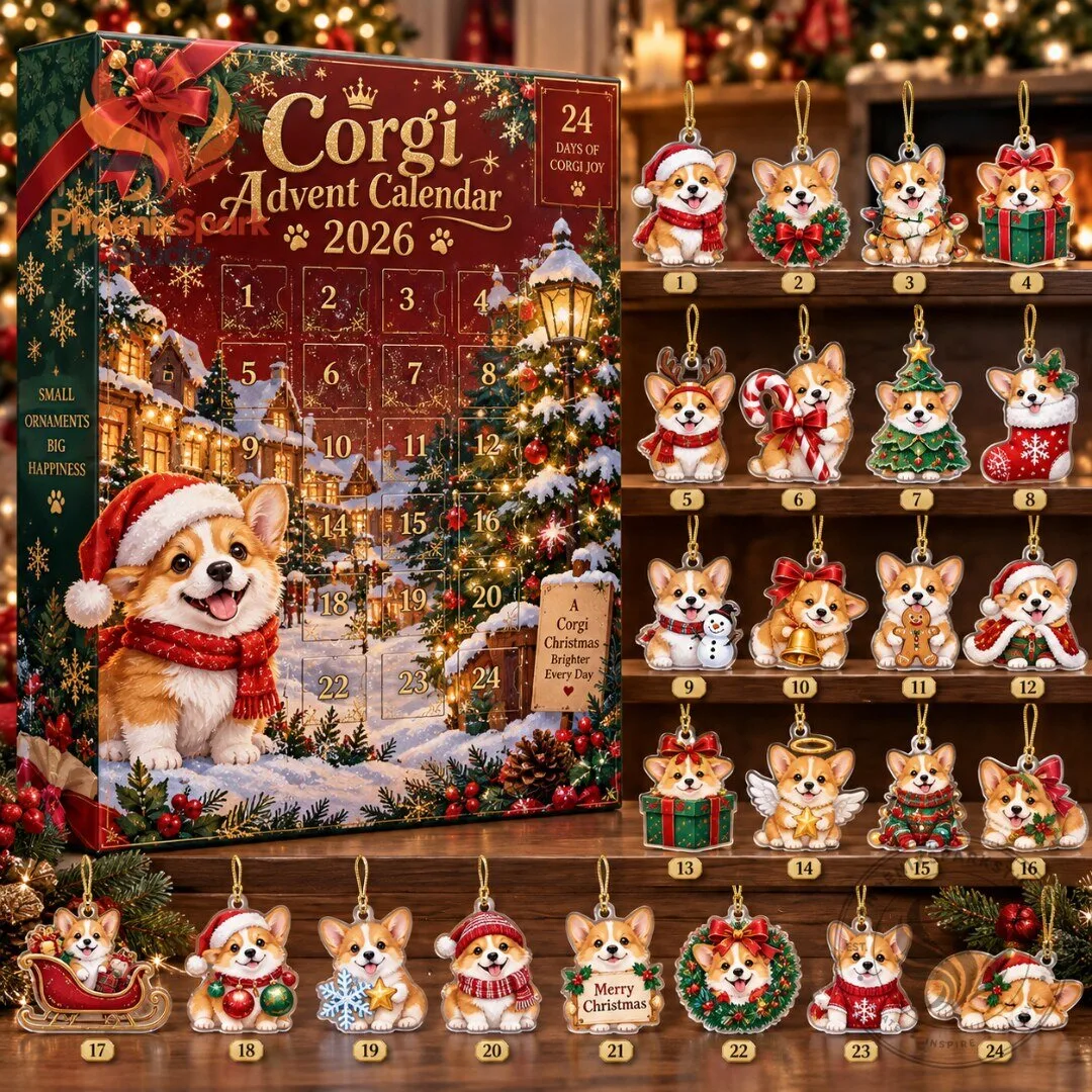 Corgi Christmas Advent Calendar 2026 24 Days of Corgi Joy Acrylic Ornaments