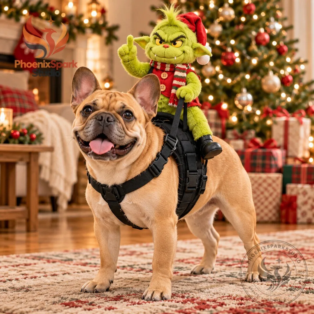 Grumpy Rider Santa Hat Grinch Figure Dog Harness Christmas Pet Costume 2026 7 Grumpy Rider Santa Hat Grinch Figure Dog Harness Christmas Pet Costume 2026