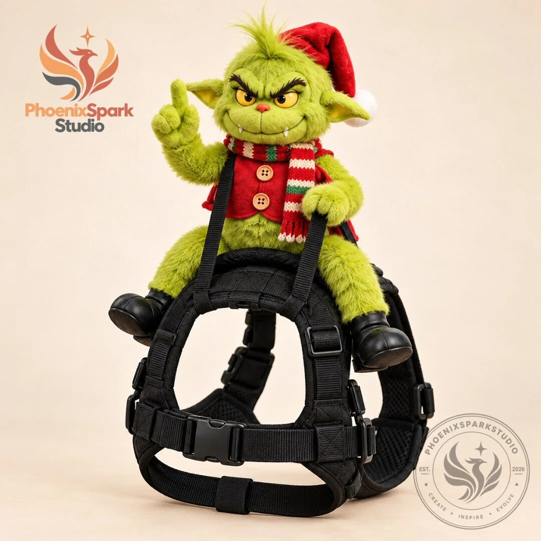 Grumpy Rider Santa Hat Grinch Figure Dog Harness Christmas Pet Costume 2026 8 Grumpy Rider Santa Hat Grinch Figure Dog Harness Christmas Pet Costume 2026